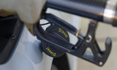 Diesel car being refuelled