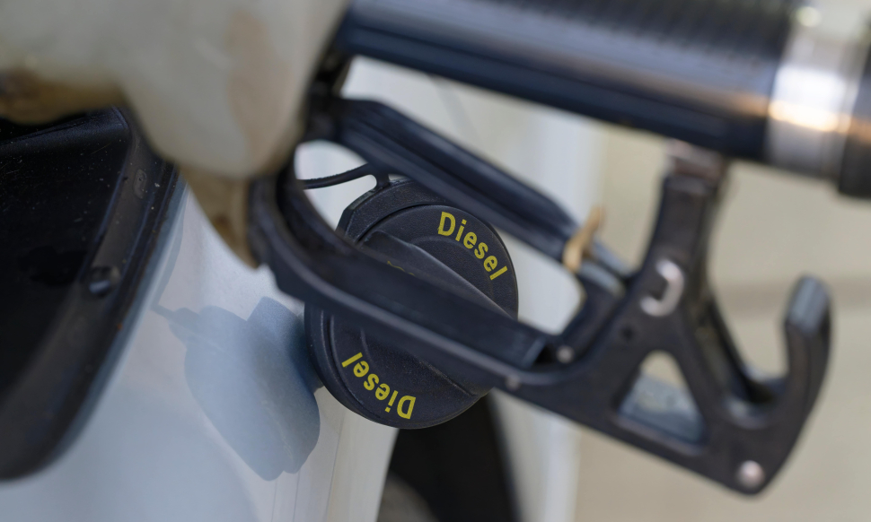 Diesel car being refuelled